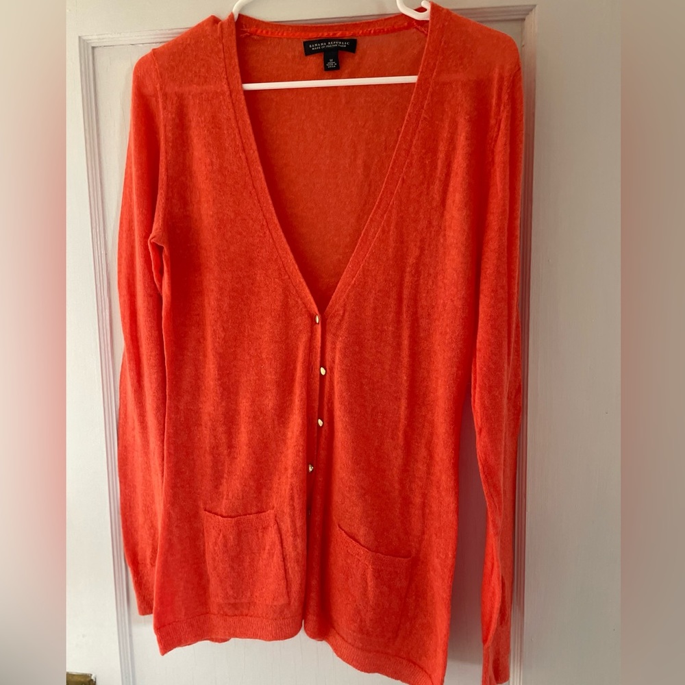 Banana Republic, Coral, Lightweight Cardigan